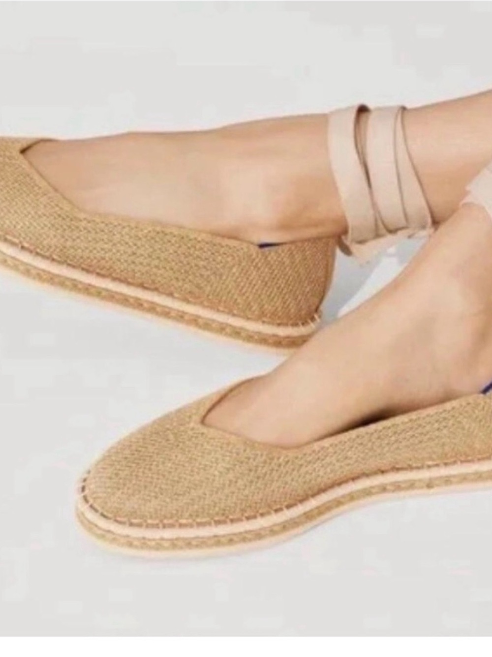NWOT- Rothy's Gold Knit Espadrille Flats with matching Trim